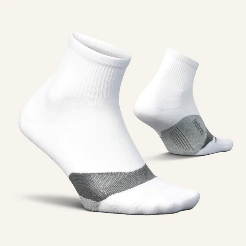 Feetures Elite Light Cushion Running Sock Quarter White-1