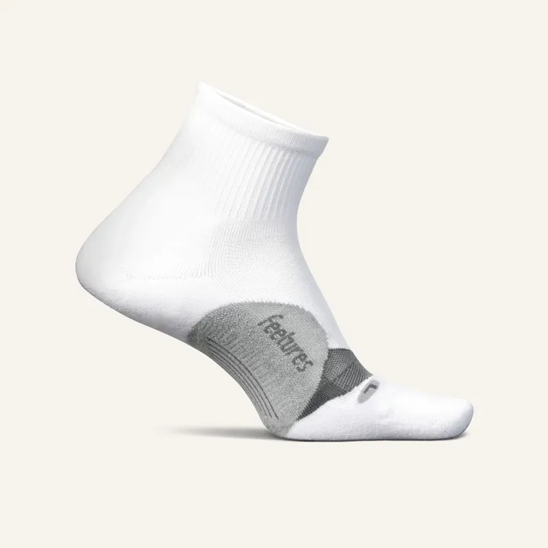 Feetures Elite Light Cushion Running Sock Quarter White