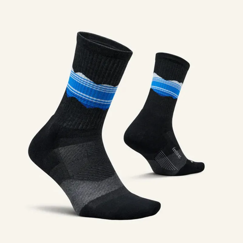 Feetures Trail Max Cushion Mini Crew Running Socks Blue Ridge Charcoal-1