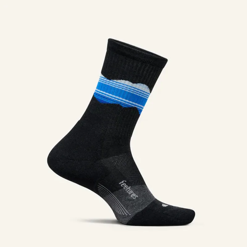 Feetures Trail Max Cushion Mini Crew Running Socks Blue Ridge Charcoal