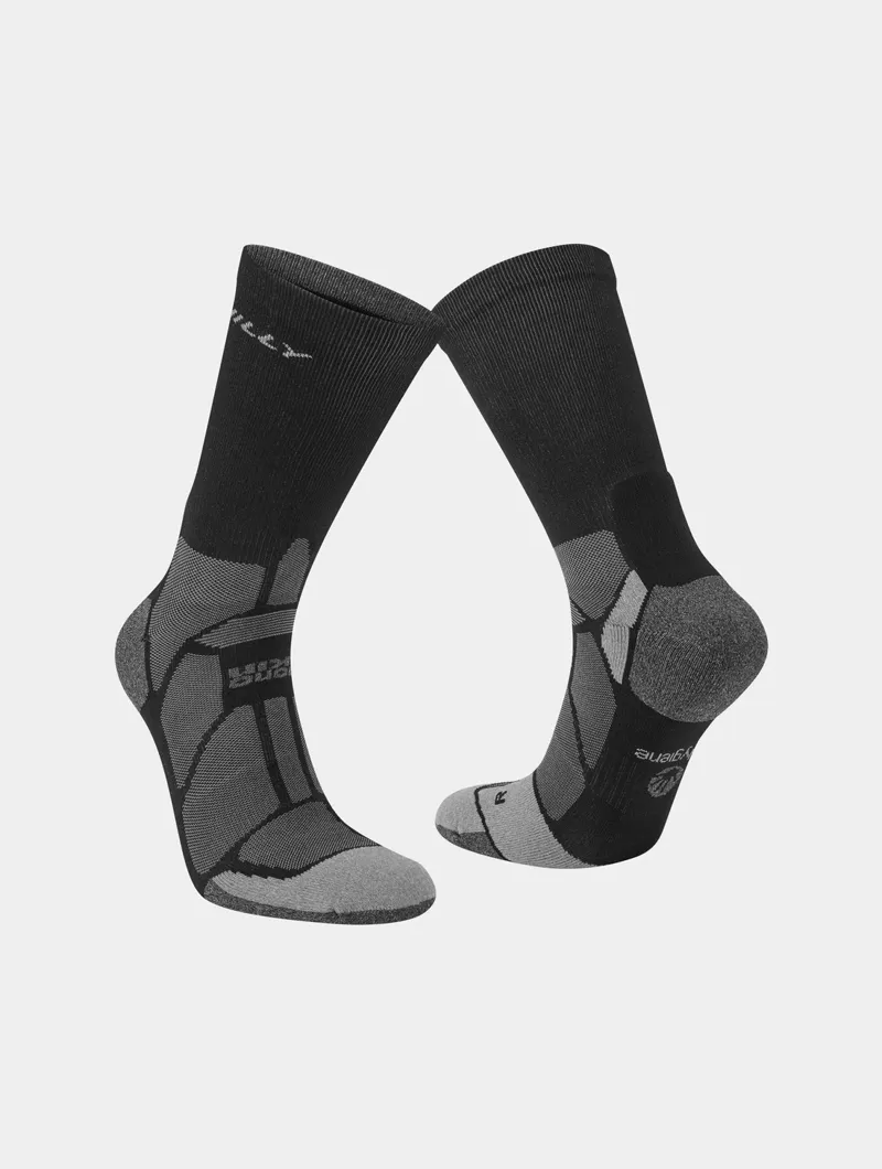Hilly Marathon Fresh Crew Socks - Black Grey-1