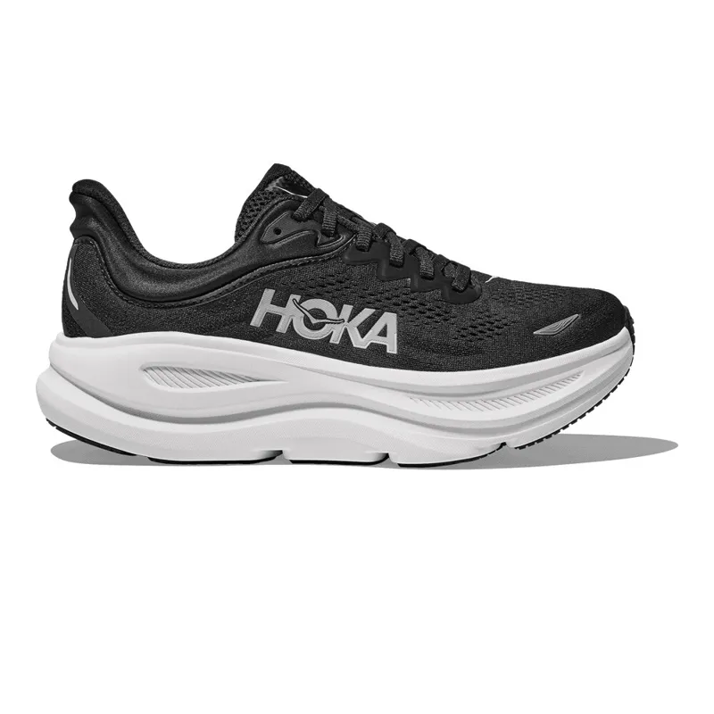 Hoka Bondi 9 Womens Max Cush Road Running Shoe - Black White