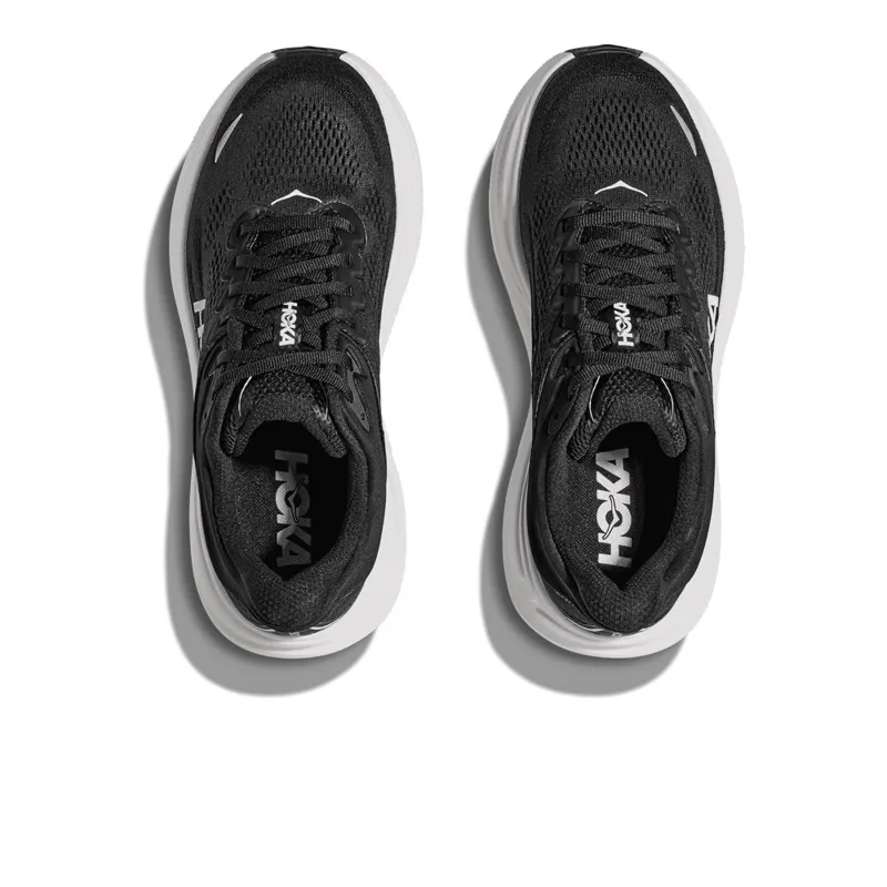 Hoka Bondi 9 Womens Max Cush Road Running Shoe - Black White-2