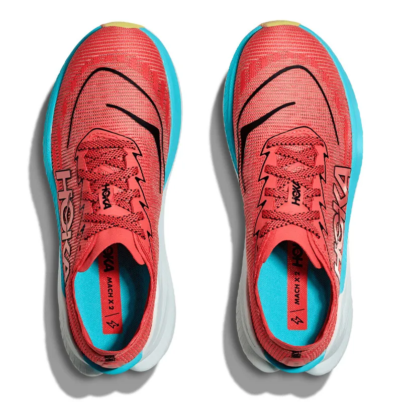 Hoka Mach X 2 Womens Road Running Shoes - Grapefruit Electric Coral-2
