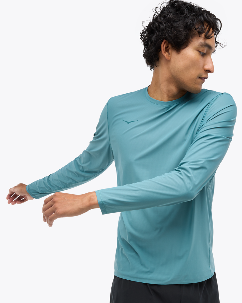 Hoka Airolite Run Long Sleeve Running Jersey - Mountain Fog-3