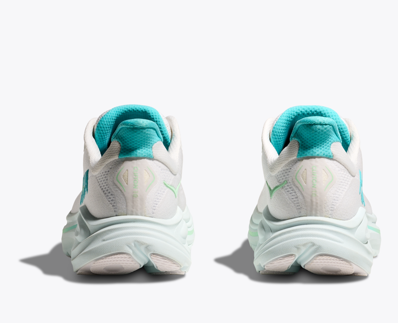 Hoka Clifton 10 Women's Road Running Shoe - White Cielo Blue-4