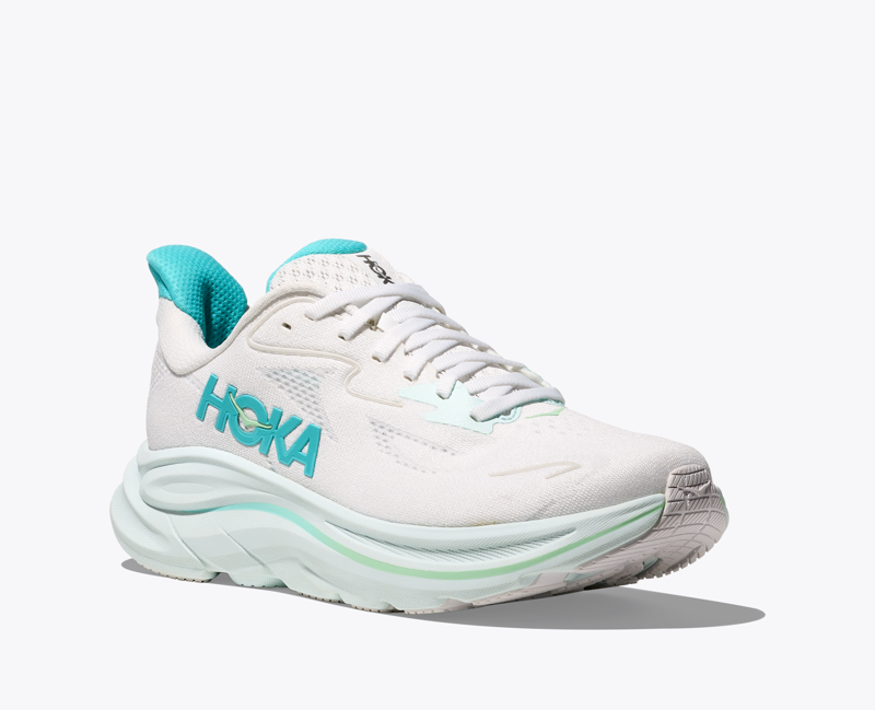 Hoka Clifton 10 Women's Road Running Shoe - White Cielo Blue-5
