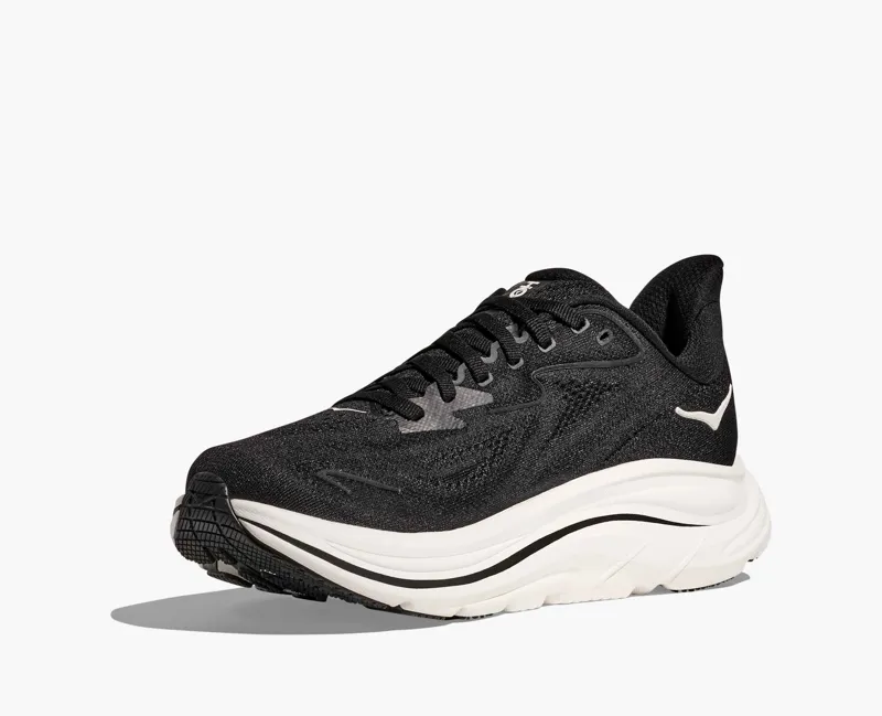 Hoka Clifton 10 Men's Wide Road Running Shoe - Black White-2