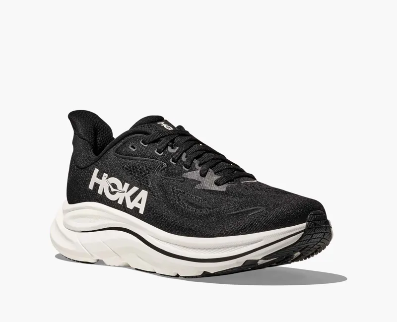 Hoka Clifton 10 Men's Wide Road Running Shoe - Black White-5