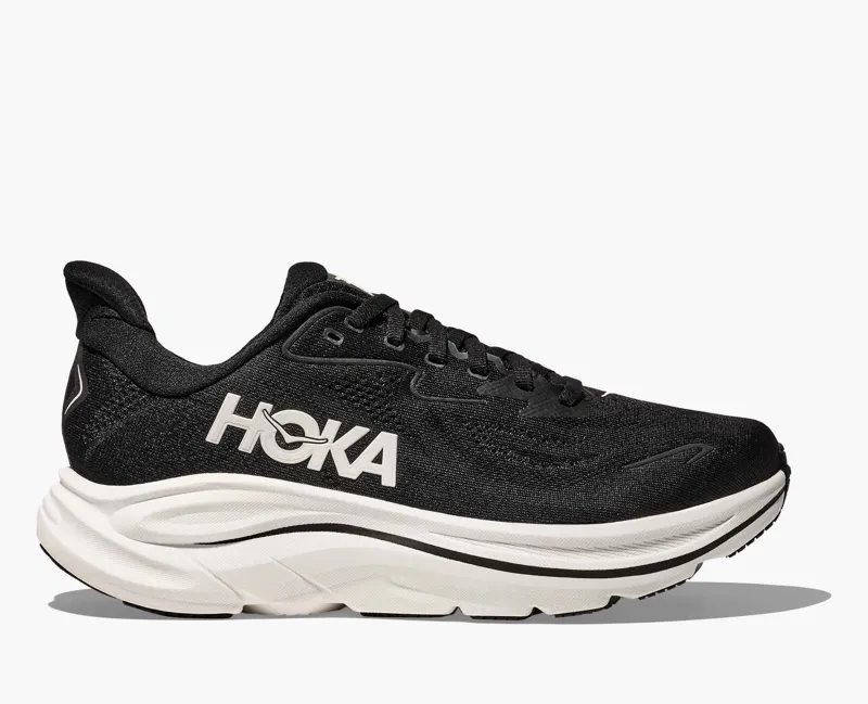 Hoka Clifton 10 Men's Wide Road Running Shoe - Black White