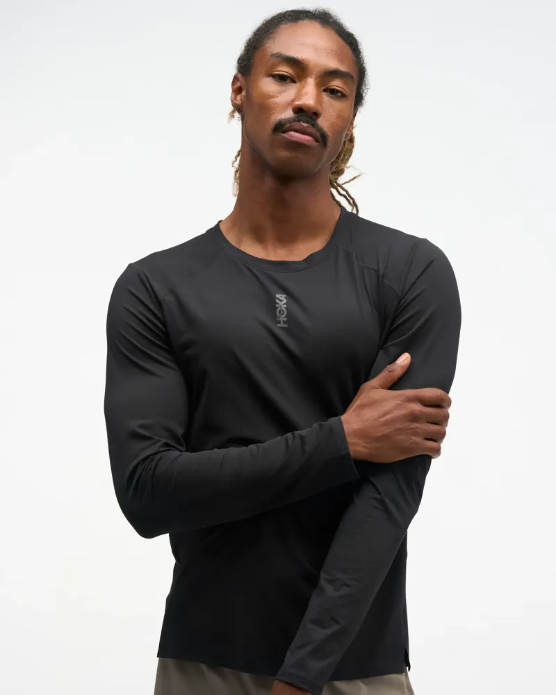 Hoka Everyrun Long Sleeve Running T Shirt Black-3