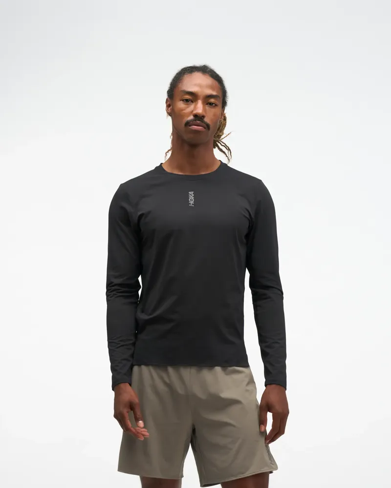 Hoka Everyrun Long Sleeve Running T Shirt Black