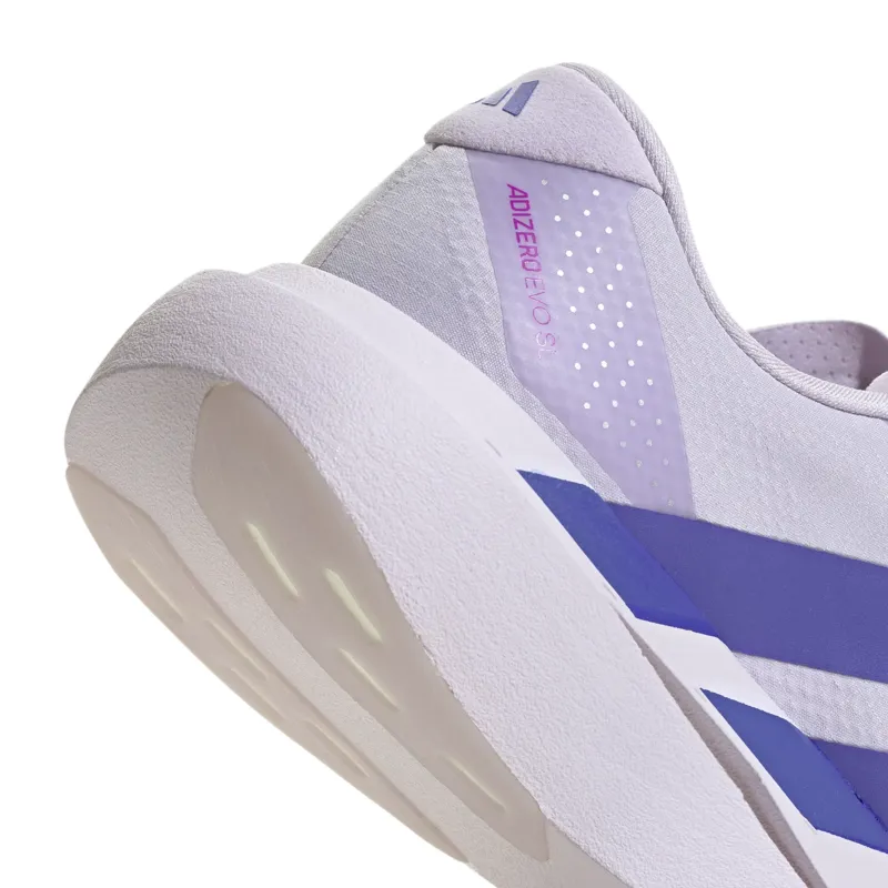 Adidas Womens Adizero Evo SL Woven Road Running Shoes - Glory Grey Solar Purple Tint-3