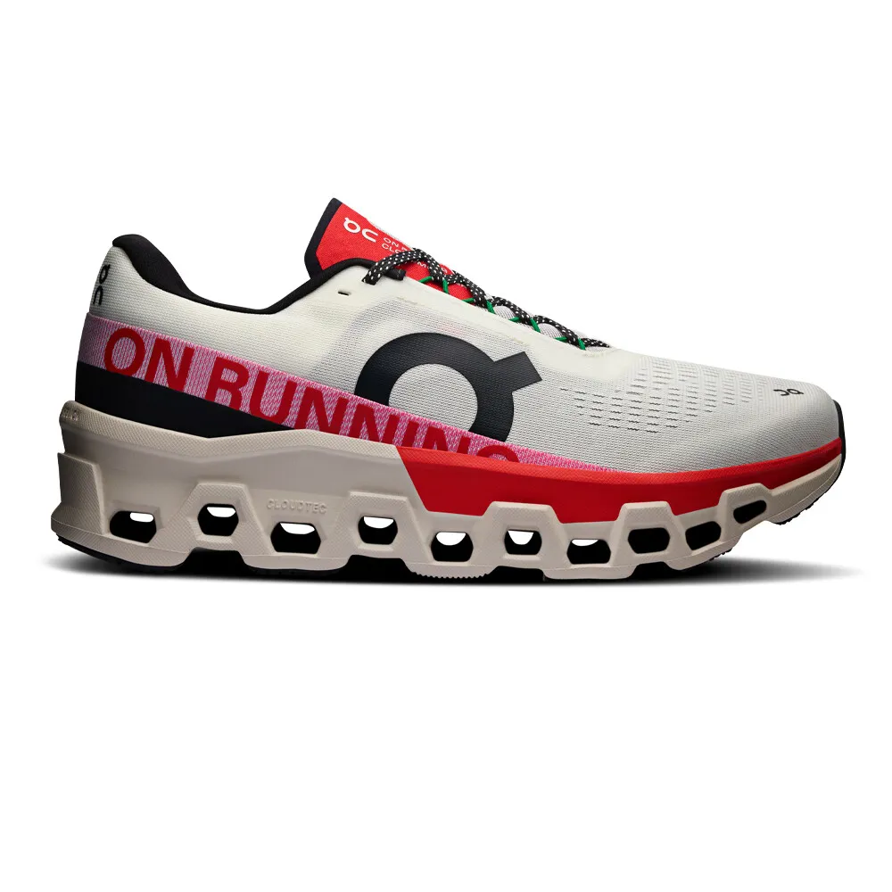 On Cloudmonster 2 Womens Road Running Shoe - Ivory Red 4.5 UK