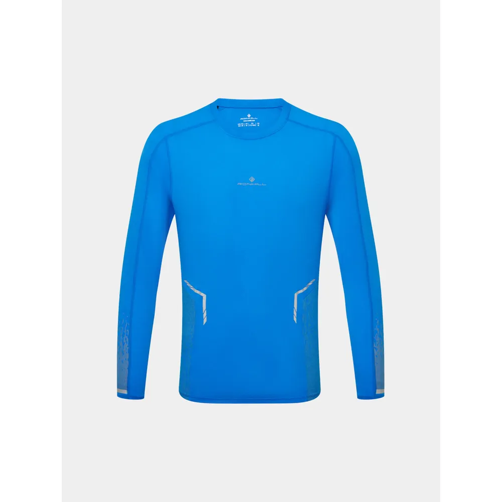 Ronhill Men's Tech Reflect L/S Running Tee - Electric Blue Marl Reflect