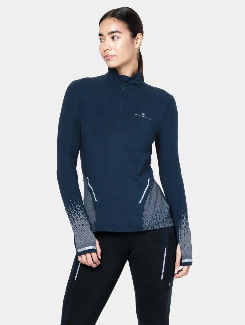 Ronhill Women's Tech Reflect Half Zip Running Top - Dark Navy Reflect-2