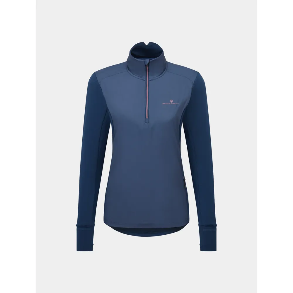 Ronhill Women's Tech Wind-Block Half Zip Running Jacket - Navy Dusty Tulip