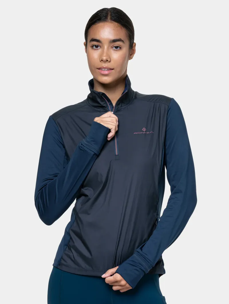 Ronhill Women's Tech Wind-Block Half Zip Running Jacket - Navy Dusty Tulip-4