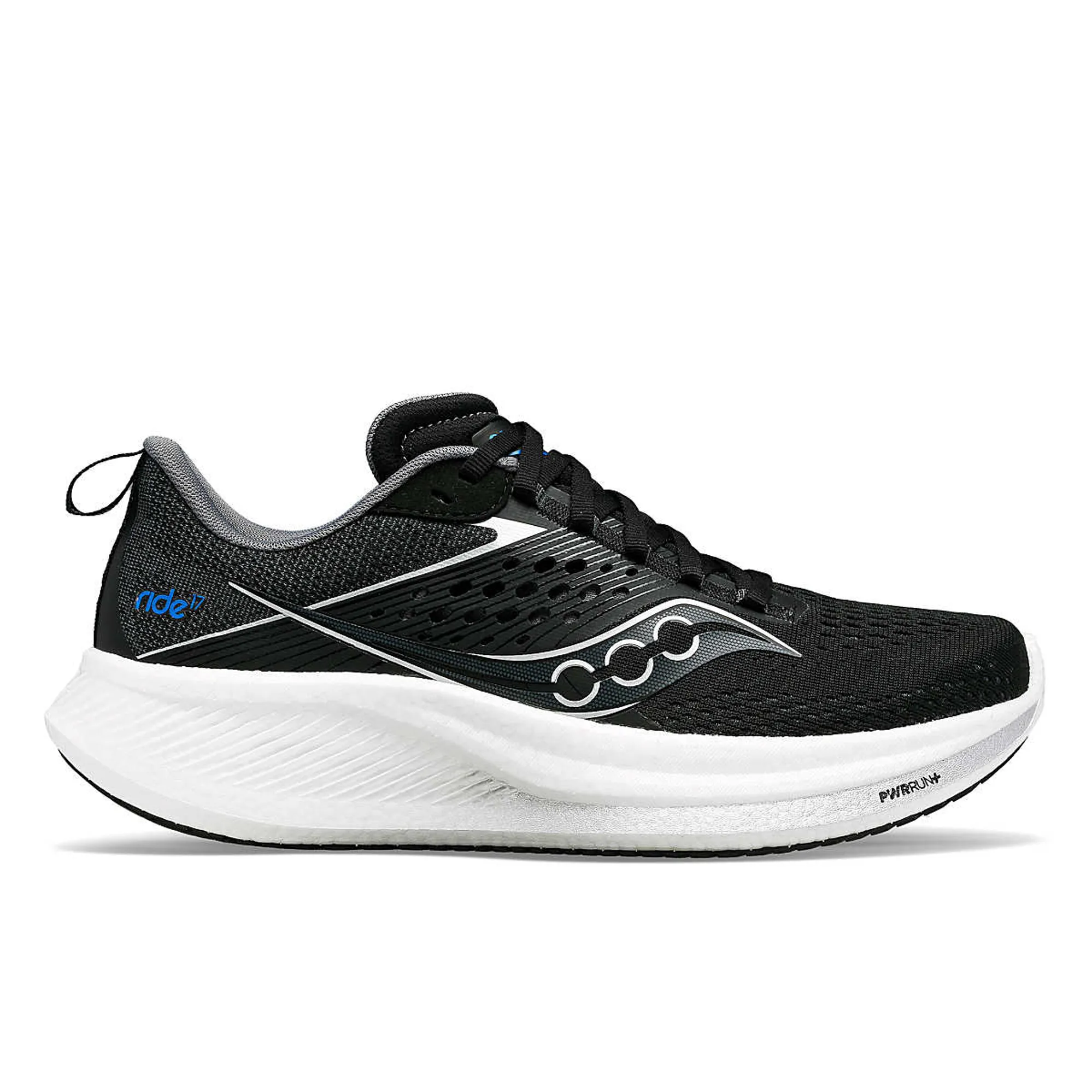 Saucony Ride 17 Wide Road Running Shoes Black White