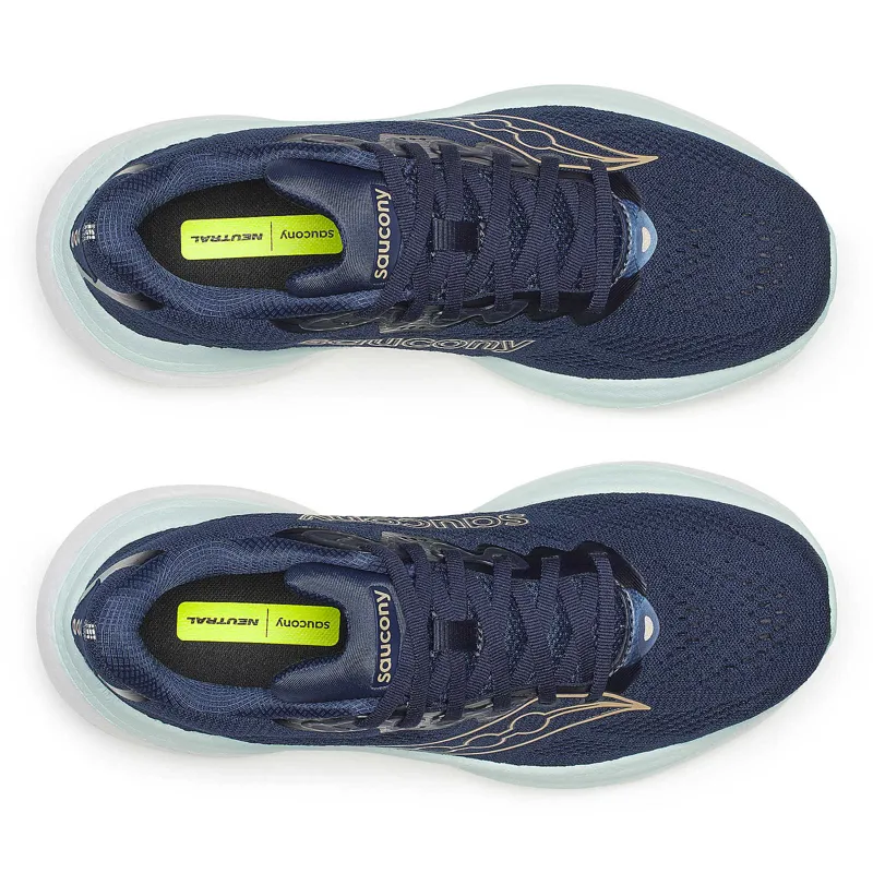 Saucony Ride 19 Women's Road Running Shoes - Navy Aqua-2
