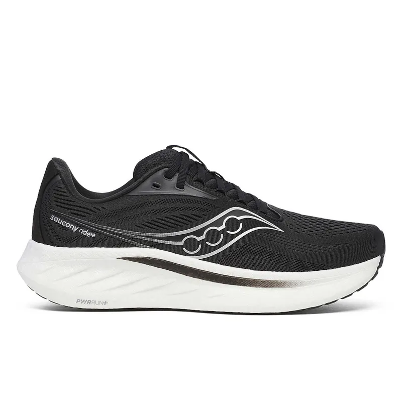 Saucony Ride 18 Womens Road Running Shoes - Black White