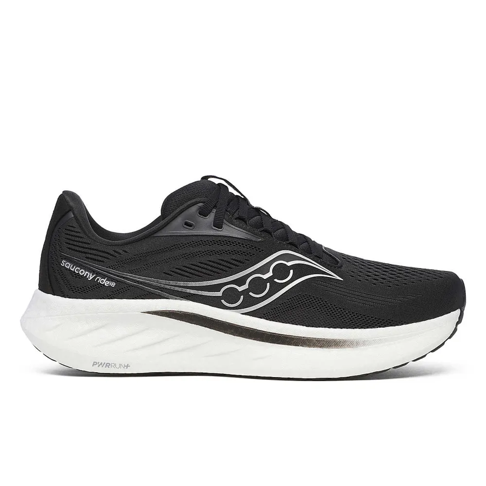 Saucony Ride 18 Womens Road Running Shoes - Black White 7.5 UK