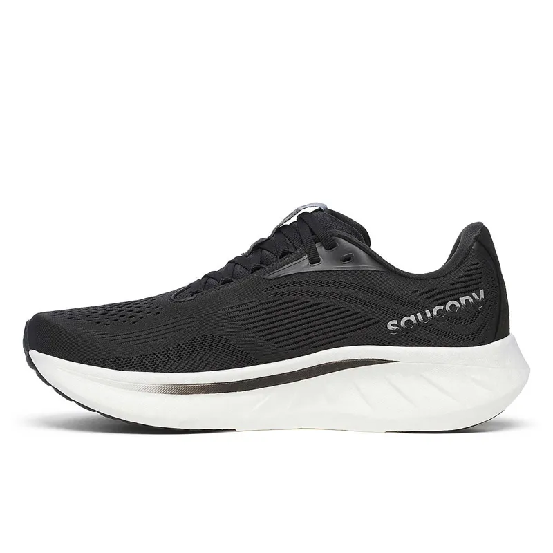 Saucony Ride 18 Womens Road Running Shoes - Black White-4