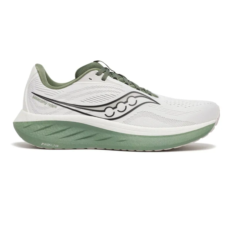 Saucony Ride 18 Road Running Shoes - White Olivine