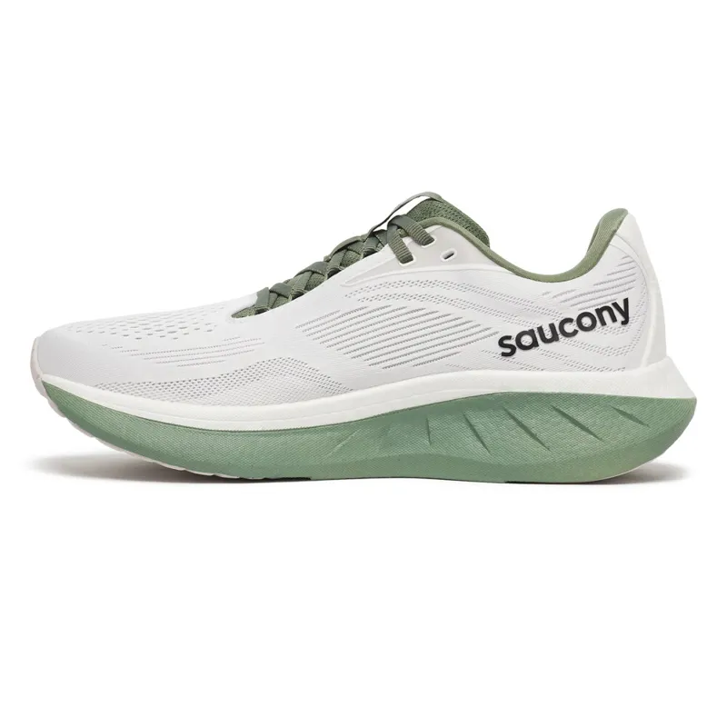 Saucony Ride 18 Road Running Shoes - White Olivine-4