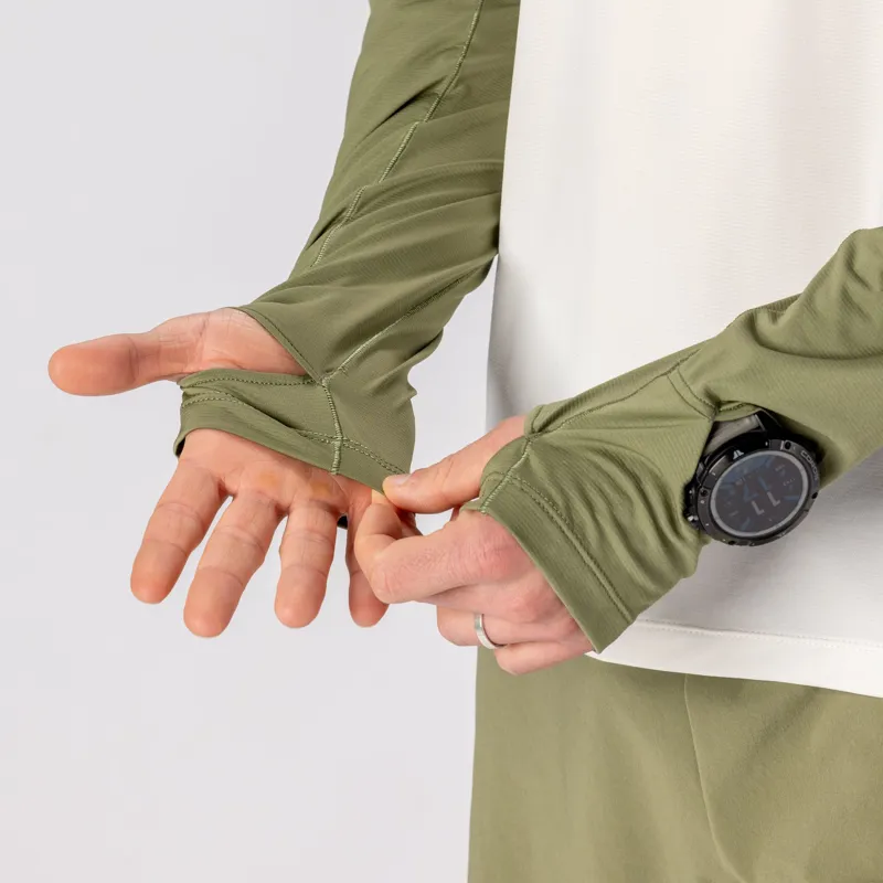 Scott Endurance Tech Long-Sleeved Running Jersey - Hay Green Cotton White-3