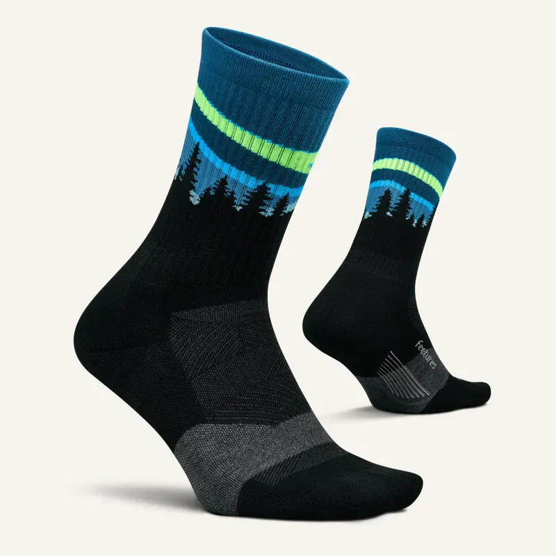 Feetures Trail Max Cushion Mini Crew Sock - Blue Aurora-1