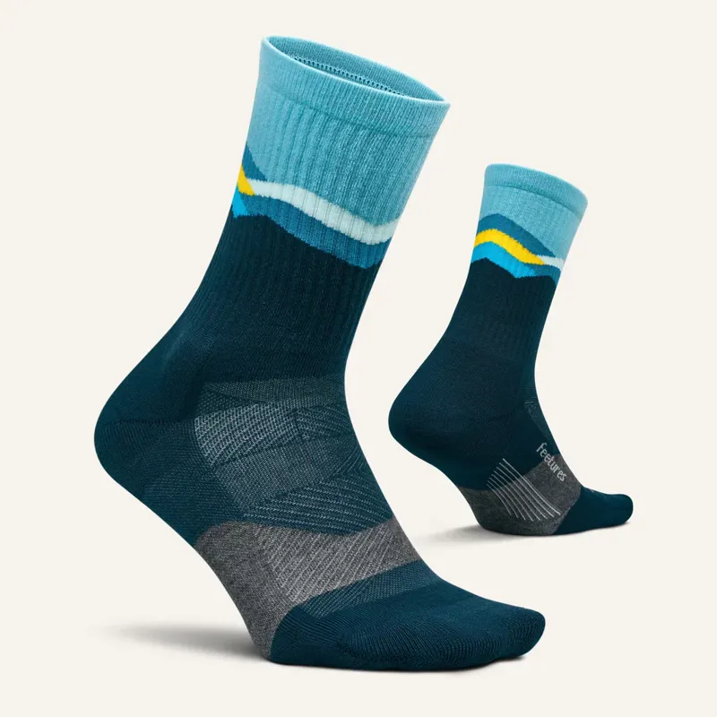 Feetures Trail Max Cushion Mini Crew Sock - Mountain High Blue-1