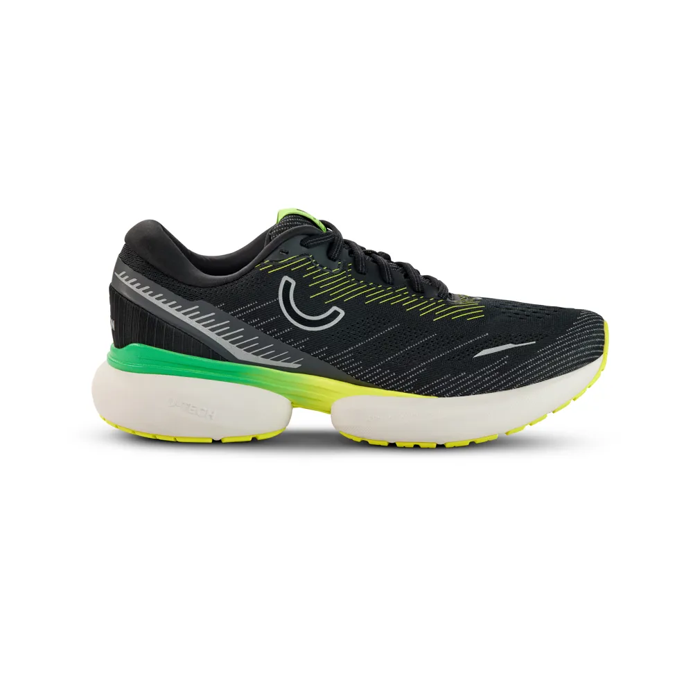True Motion U-Tech Nevos 3 Mens Road Running Shoes - Black/Asphalt/Evening Primrose 12 UK