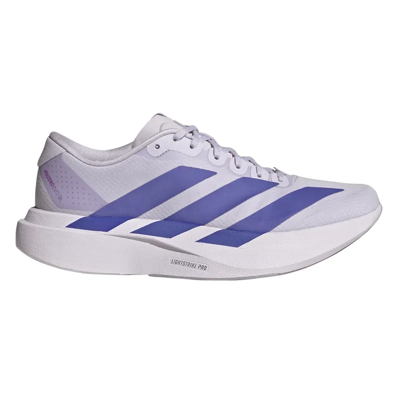 Adidas Womens Adizero Evo SL Woven Road Running Shoes - Glory Grey Solar Purple Tint