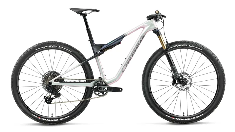 2027 Orbea Oiz M-Team AXS Full Suspension Mountain Bike - Iris White Seaweed Carbon View