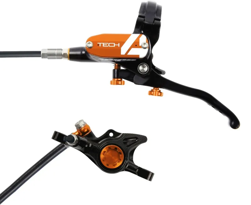 Hope Tech 4 X2 Brake Lever and Caliper - No Rotor - Black Orange
