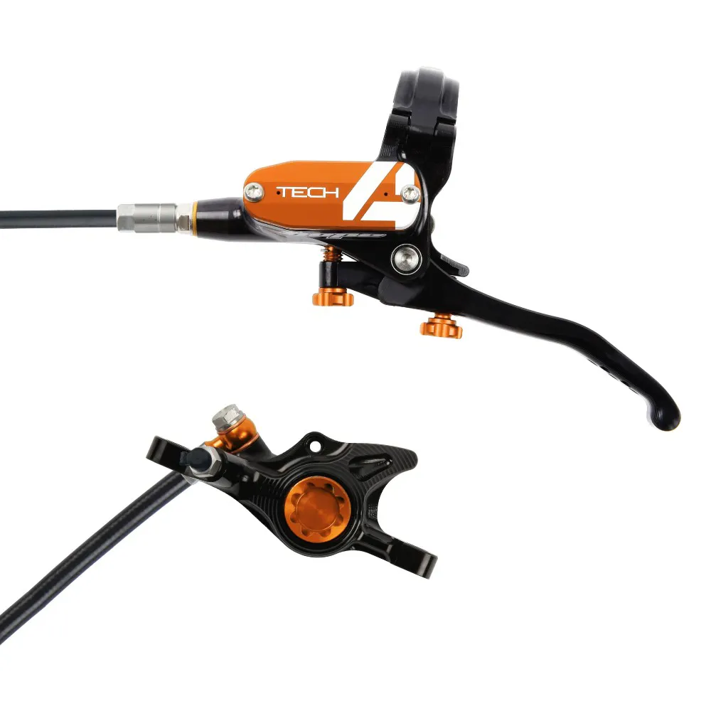 Hope Tech 4 X2 Brake Lever and Caliper - No Rotor - Black Orange