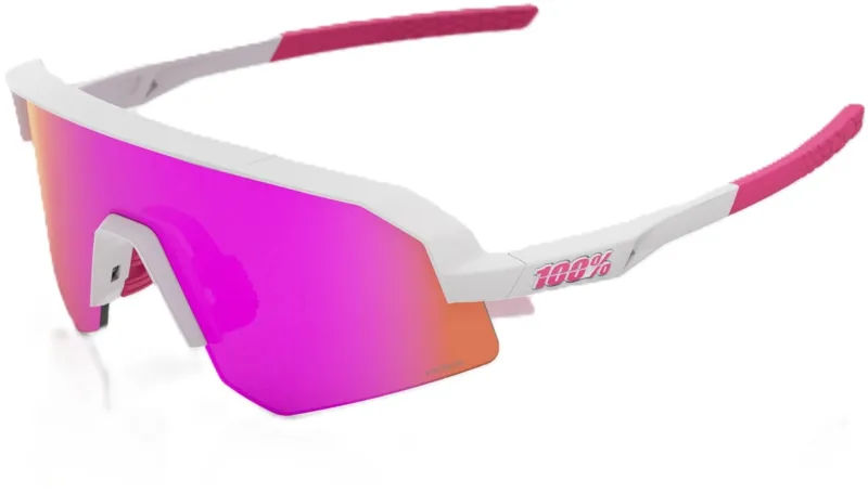 100% Slendale Youth Sunglasses - Matte White Pink / HiPER Vital Pink Mirror Lens