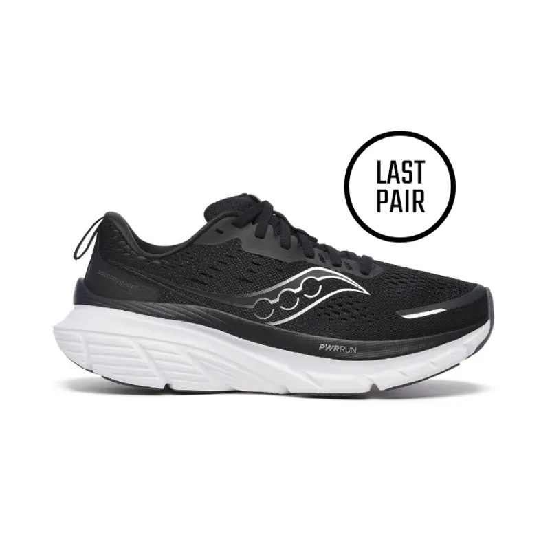 Saucony Guide 18 Womens Wide Fit Support Road Running Shoes - Black White - UK7.5