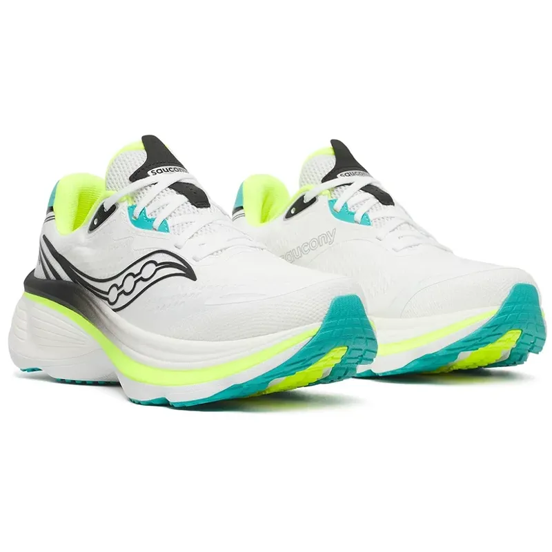 Saucony Hurricaine 26 Mens Max Cushioned Supportive Road Running Shoe - White Citron-1