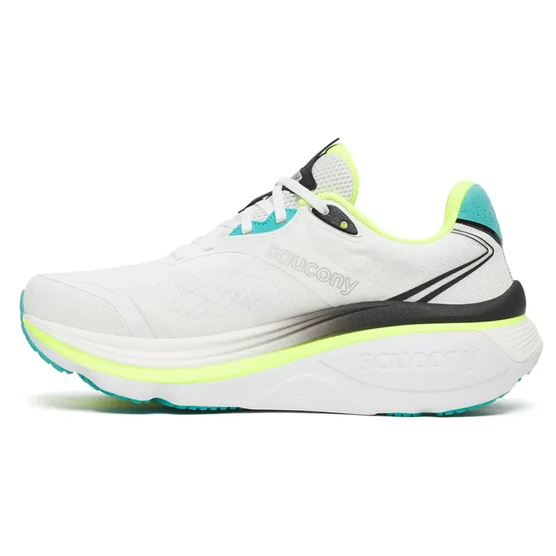 Saucony Hurricaine 26 Mens Max Cushioned Supportive Road Running Shoe - White Citron-3