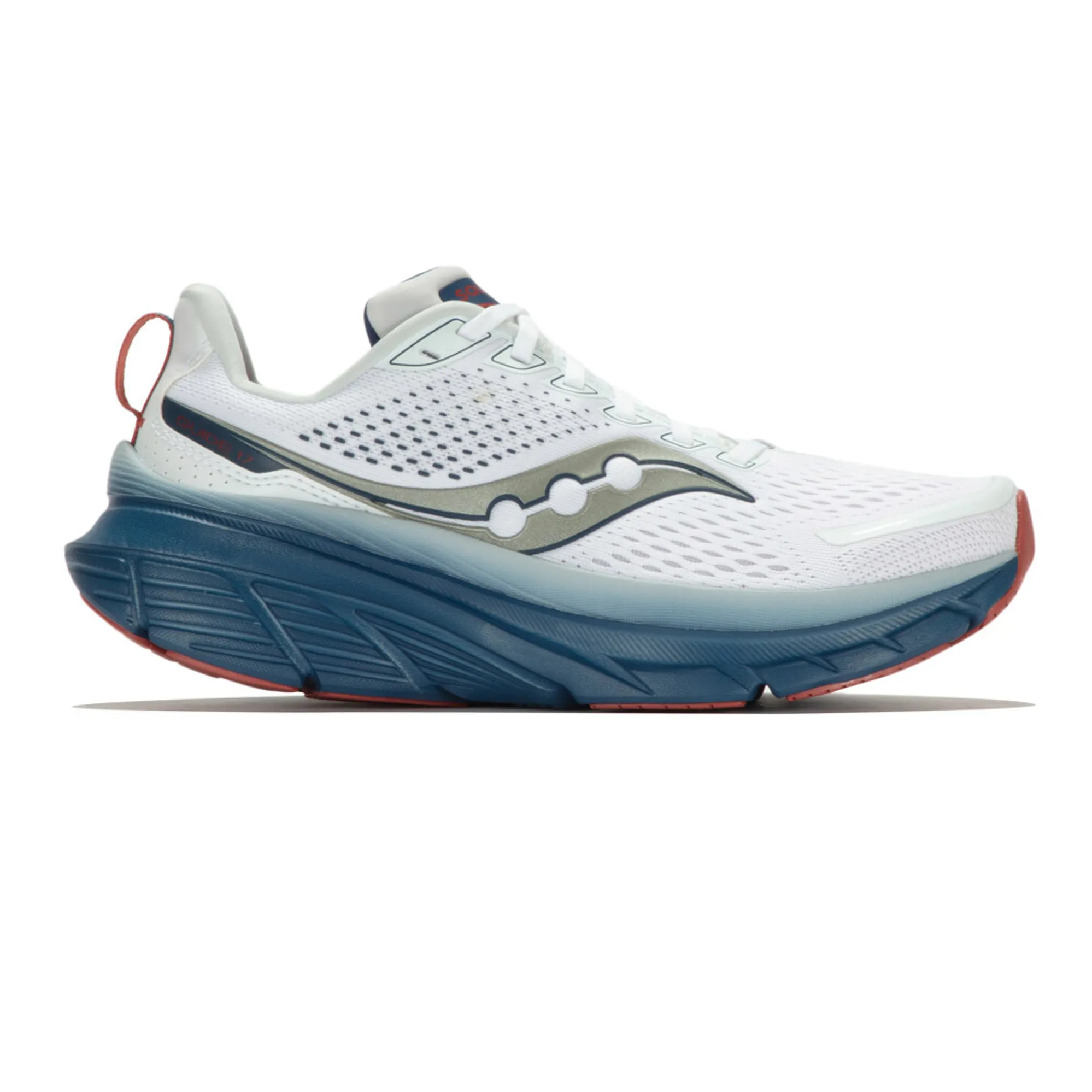 Saucony Guide 17 Road Running Shoes White Navy Run and Ride