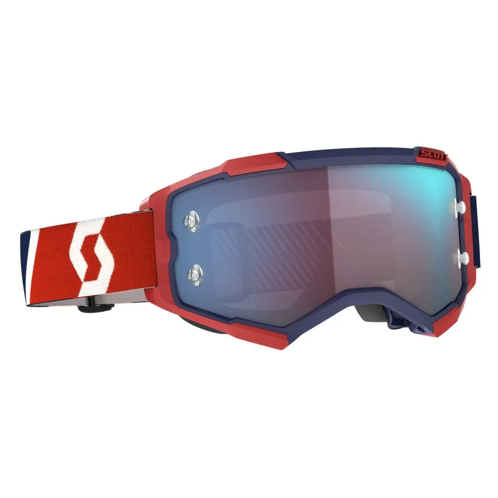 Scott Fury Goggles - Red Blue with Blue Chrome Works Lens