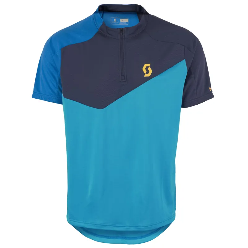 2016 Scott Trail Flow SS Jersey With Q-Zip Hawaii Blue/Empire Blue