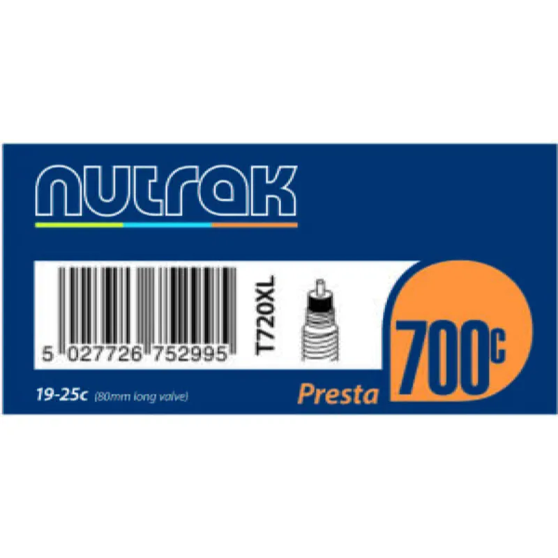 Nutrak 700 x 19-25C Presta 60 mm long valve inner tube-6