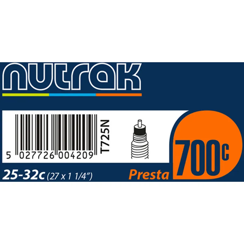 Nutrak 700 x 19-25C Presta 60 mm long valve inner tube-2