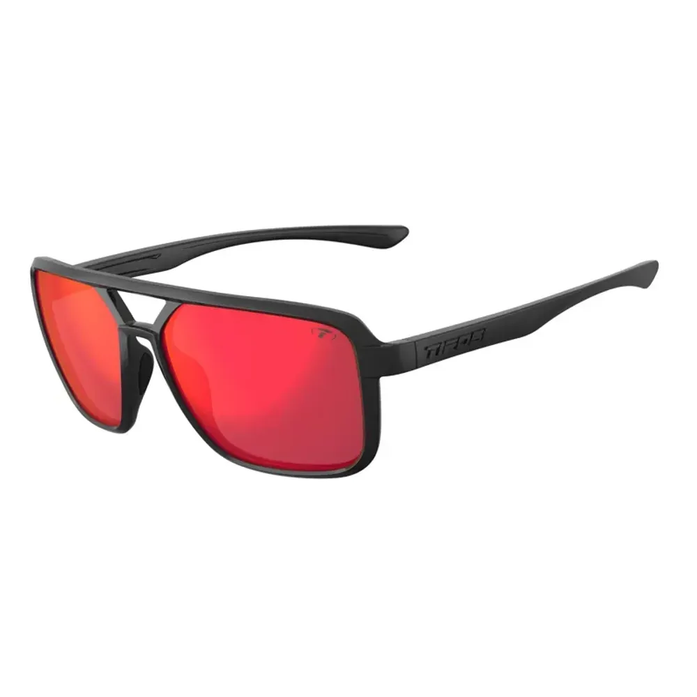 Tifosi Salto Single Lens Sunglasses - Blackout Smoke Red Mirror