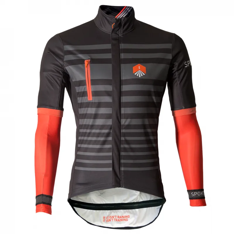 Spokesman Trio All Season Jersey With Arm Warmers - Black Red