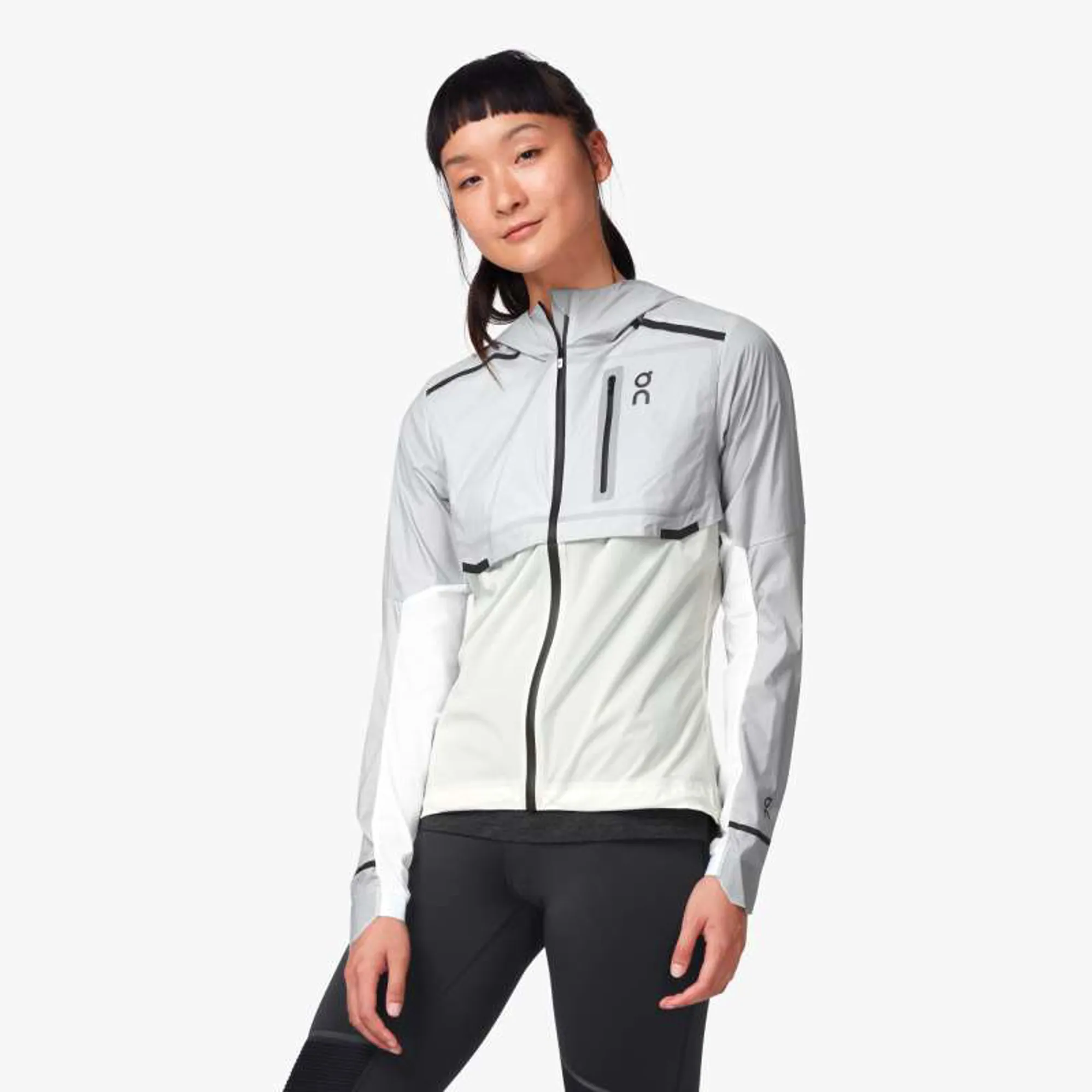 On Running Womens Weather Jacket Grey White Run and Ride