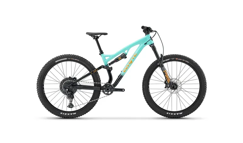 2026 Whyte T-140 27 Full Suspension Kids MTB - Gloss Green Coral Orange